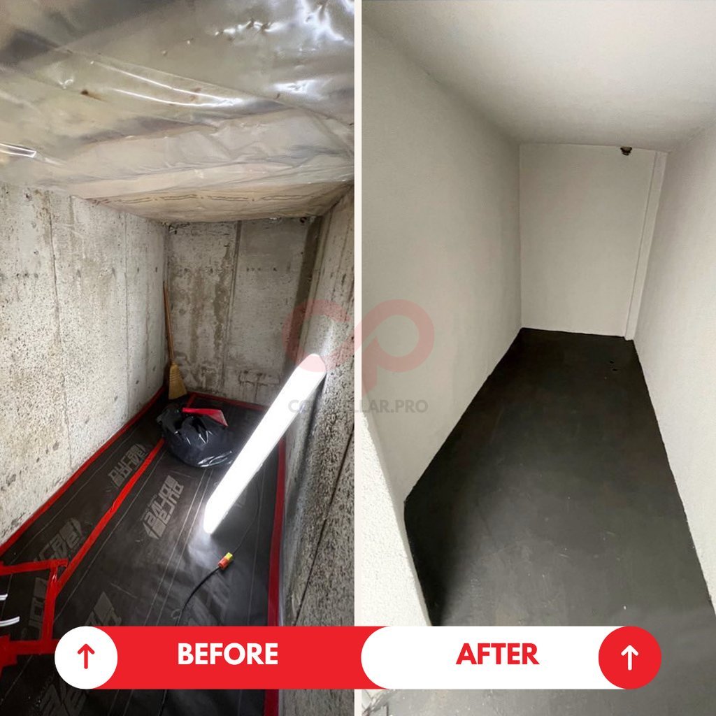 Cracked cold room surfaces repaired with fibre mesh and skim coat
